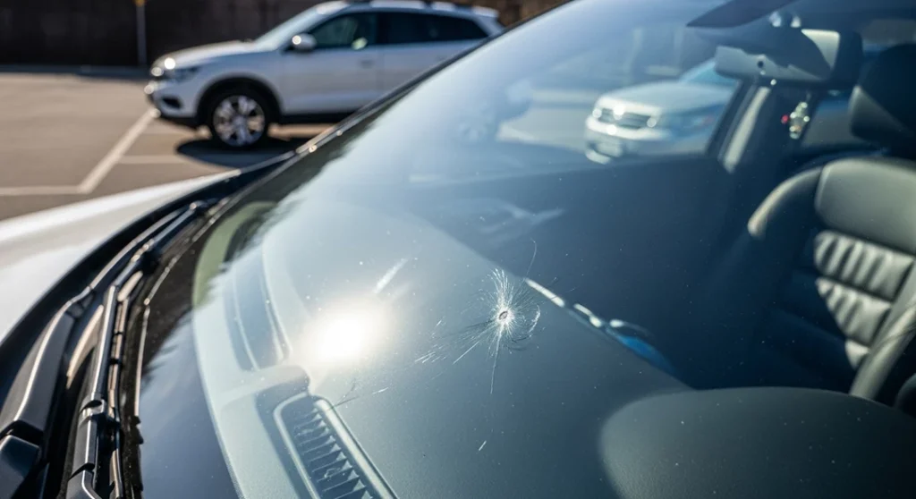 mobile auto glass repair in Mount Holly - a small star crack on a car windshield